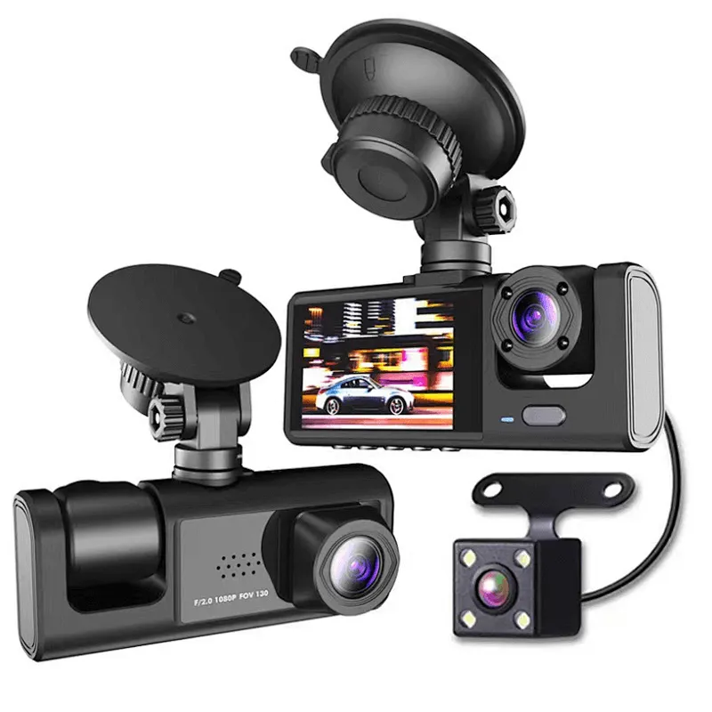 3 Channel 1080P Full HD Automobile Dash Cams Front+iInside+Rear